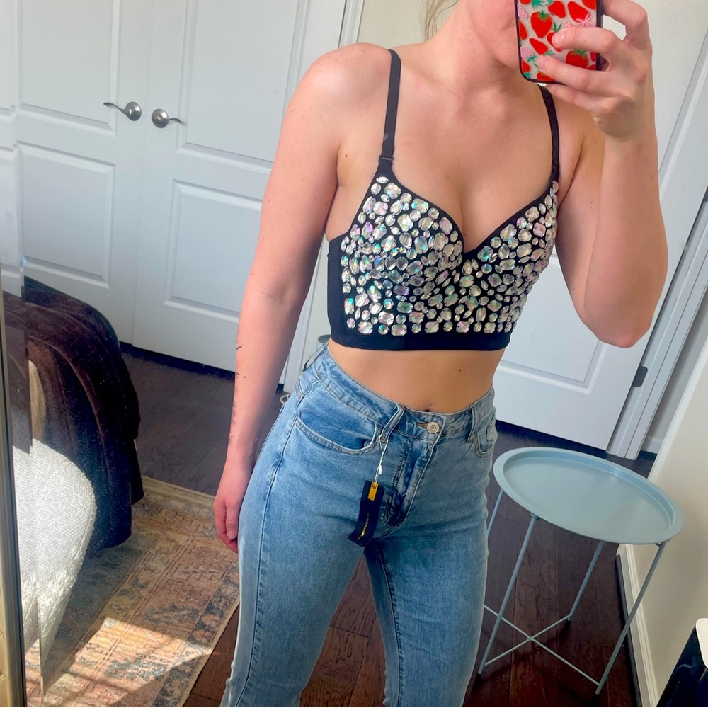 Rhinestone crop top